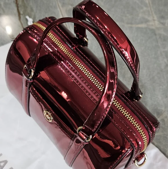 Michael Kors Mini Mirror Finish Red Satchel/ Crossbody NWT - Picture 6 of 13